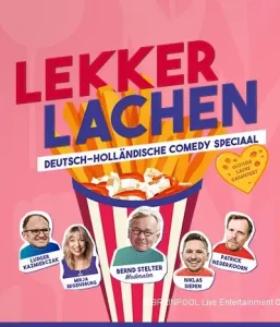 Mirja Regensburg und Kollegen auf der Bühne bei „Lekker Lachen – Oranje trifft Kölsch“ beim Cologne Comedy Festival 2025